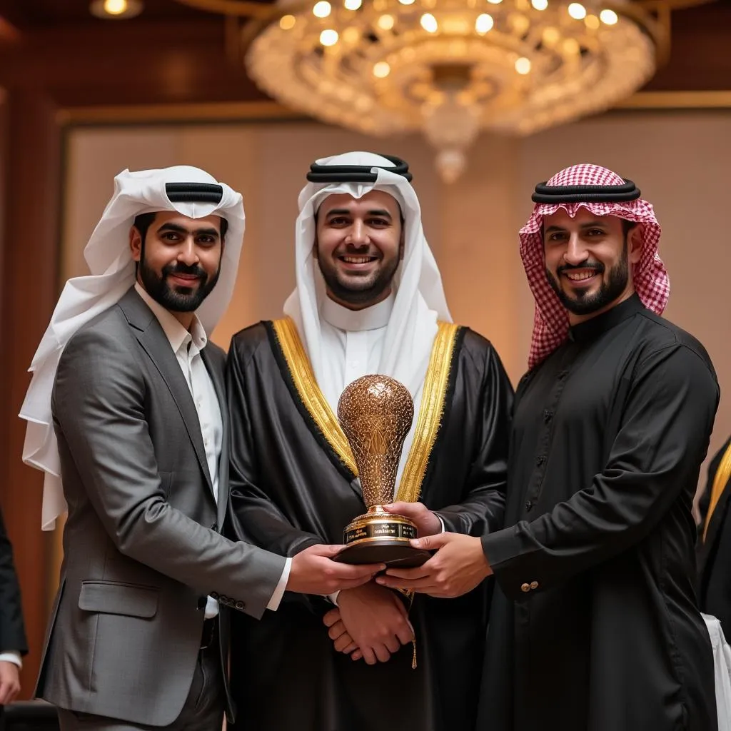 فريق الشركة يحتفل بالحصول على جائزة التميز