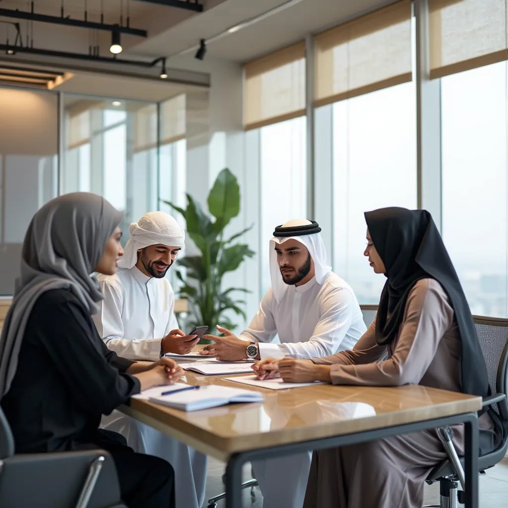 فريق العمل خلال اجتماع استراتيجي